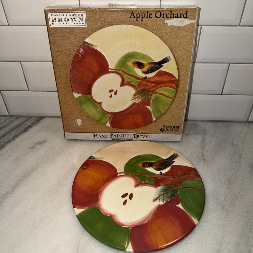 Vintage Sakura David Carter Brown‎ Apple Orchard 9.5" Trivet ES05 New In Box